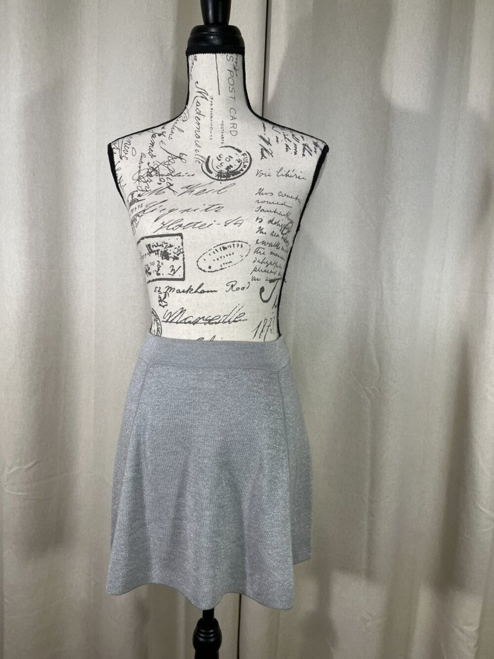 Theory silver knit merino wool skater skirt, size XS